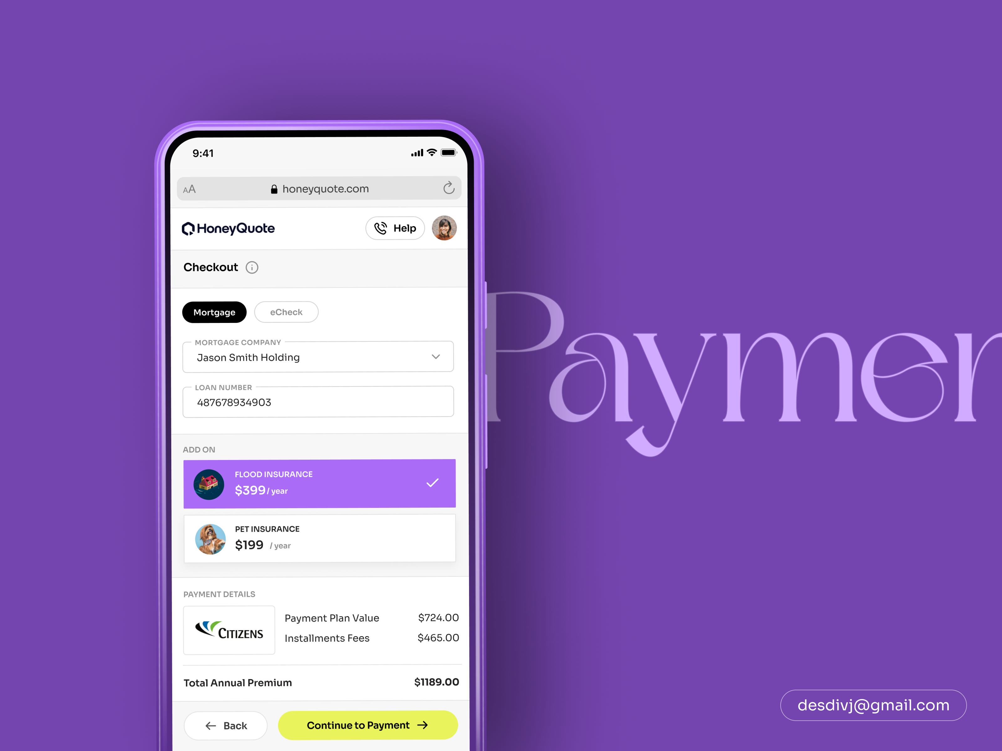 HoneyQuote Product Selection & Payment by Divan Raj on Dribbble