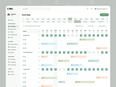 Hotel Management - Front Desk admin booking check in check out dashboard filllo front desk guest hotel hotel management housekeeping management orders reservation room rates saas services task uiux webapp