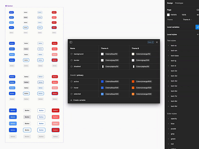Customizing Button Variants with Variables in Figma branding buttons dark mode design elements design system figma figma components interface ui ui kit ux variables