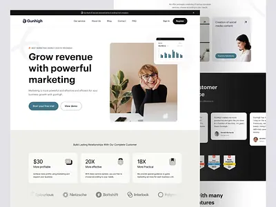 Gunhigh - Marketing Landing Page agency animation clean components design dipa inhouse framer landing page landingpage marketing marketing landing page marketing website minimal site ui uiux web web design webflow website