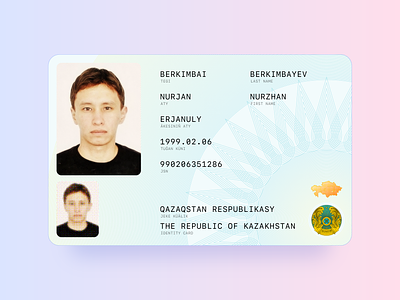 Kazakhstan identity card redesign document government graphic design id identity illustration kazakh kazakhstan qazaq qazaqstan vector