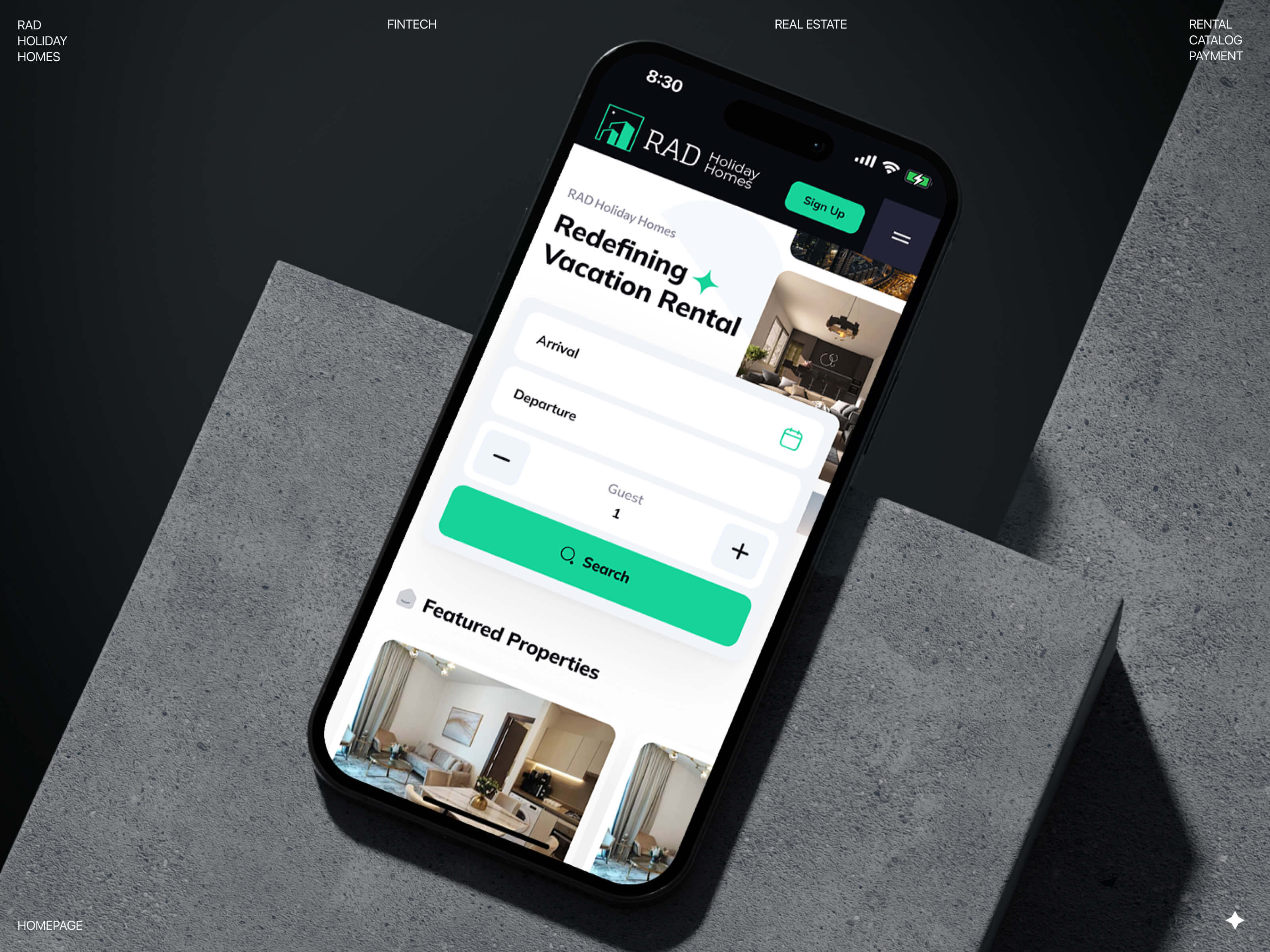 RAD® Ecosystem: Holiday Homes app design business corporate dashboard ecommerce app factory finance financial assistant investment landing page management mobile ui payment platform product design property real estate agency service social media ui visual design