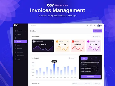 SAAS: Barbershop Admin Dashboard 3d branding crm dashboard dashboard ui design graphic design logo mobile responsive motion graphics pro saas ui ui design ui ux uiux design user interface ux design web application website website design