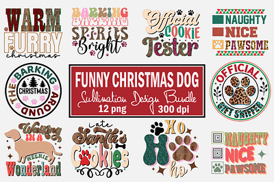 Funny Christmas Dog sublimation Design Bundle dog