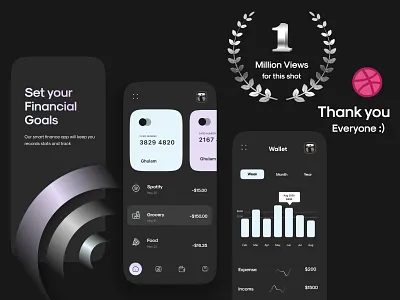 1 Million Views Complete 1 million 1 million views android android screen android ui design apple apple screens apple ui dark finance financial ios ios ui minimal mobile mobile app mobileuxui rebound uiux ux