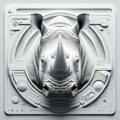 Neumorphic Rhinoceros neumorphism neumorphism ui rhino rhinoceros white