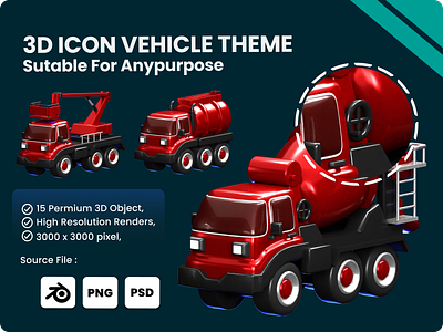3D ICON VEHICLE THEME shipping truck