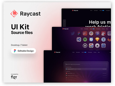 Raycast Web UI (Recreated) branding design developer editable figma figma editable free freelance interface kit productivity raycast raycast interface team ui ui kit ui ux web app web design website