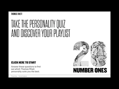 Thomas Rhett - Personality Quiz adobexd branding clean concept creative dailyui design figma flat graphic design landing page minimalism music typography ui ux web webdesign website webui
