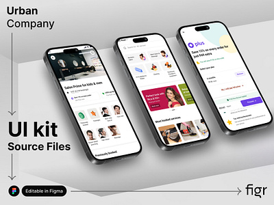 Urban Company Mobile UI (Recreated) android app branding design editable figma free freelance interface ios kit mobile app product product design template ui ui kit ui ux urban company website