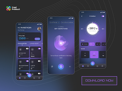 Voice Assistant, Smart home app - Futuristic Design Style app app design design futuristic design style futuristic style mobile mobile app design modern app modern app design smarthome smarthomeapp ui voiceapp voiceassitantapp