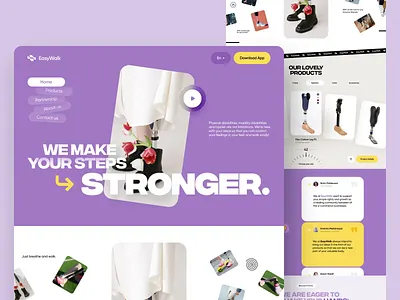 EasyWalk landing page Ui motion 2dmotion animation app graphic design motion motion graphics ui uianimation uidesign uimotion webmotion