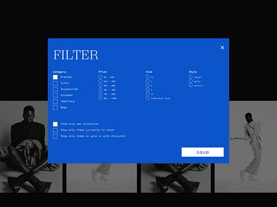 Filter block beauty blue clothes store contemporary design e commerce eye catching fashion filter graphic design medern minimalistic pop up stylish ui uxui web design