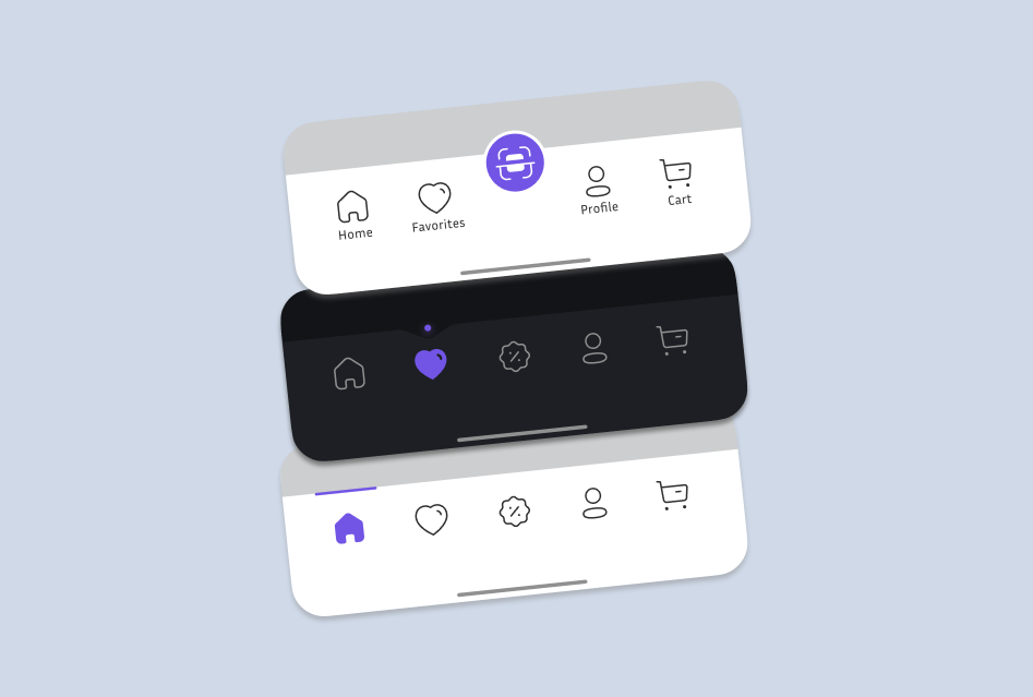 Bottom Navigation Bar Styles (Light/Dark) animation app design design figma illustration menu bar navigation navigation bar typography ui uiux user interface
