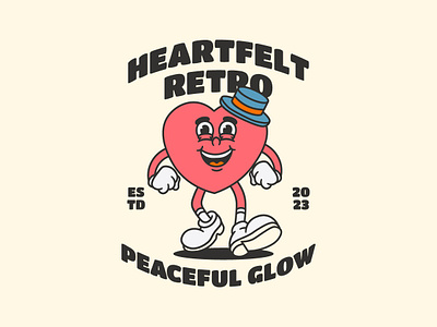 Heart Peaceful brand brand identity branding character classic design graphic design heart illustration logo mascot peace retro vector vintage