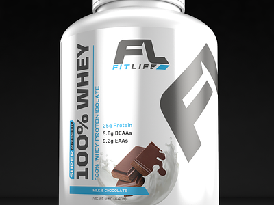 FitLife Whey protein proposal ©Natalino 2023 3d 3d art concept copyright design fitness illustration label label design logo natalino sport supplement whey protein