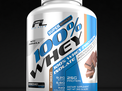 FitLife Whey Protein proposal ©Natalino 2023 3d 3d art concept design fitness illustration label label design logo natalino sport supplement ui whey protein