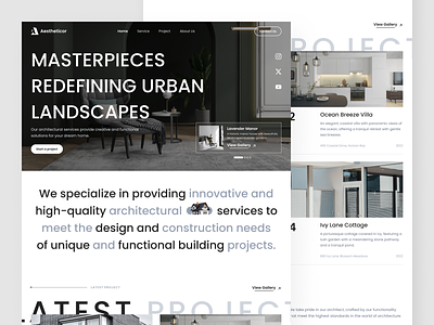 Aestheticor, Architecture Company Landing Page (More Preview) agency branding agency design agency landing page ageny architecture architecture website business website clean design company landing page company profile company website corporate furniture website landing page portfolio website ui ui design uiux web design website