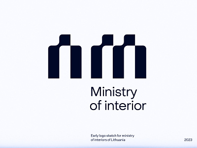 Logo sketch for a ministry of interiors of Lithuania block blocks blue bulk collumn curvy fat geometric grotesk interior interiors logo ministry monument monumental rhythm shape tempo