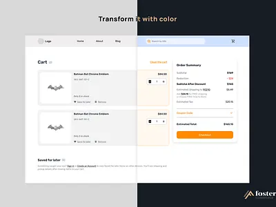 UX for our Craft CMS plugin, Foster Checkout: The cart view cart ecommerce figma user experience ux wireframe wireframes