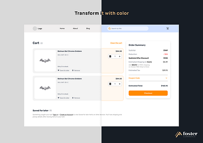 UX for our Craft CMS plugin, Foster Checkout: The cart view cart ecommerce figma user experience ux wireframe wireframes