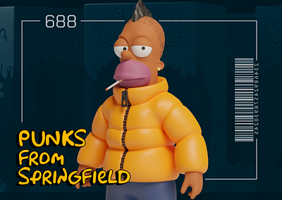 Springfield Punks 3D NFT character 3d 3d modeling animation blender cartoon character colection crypto design graphic design illustration metaverce motion graphics nft nftart packing punks simpsons stylized toy