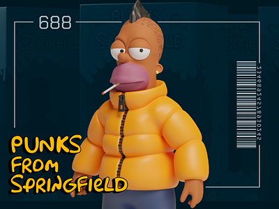 Springfield Punks 3D NFT character 3d 3d modeling animation blender cartoon character colection crypto design graphic design illustration metaverce motion graphics nft nftart packing punks simpsons stylized toy