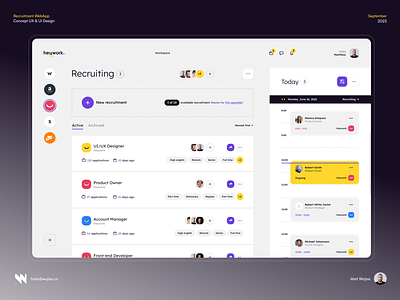 #4 Heywork - Recruitment WebApp Concept application dashboard design employee employer enrollment hr hr management hr tool interface job list managing recruiting recruitment ui ux web application webapp work