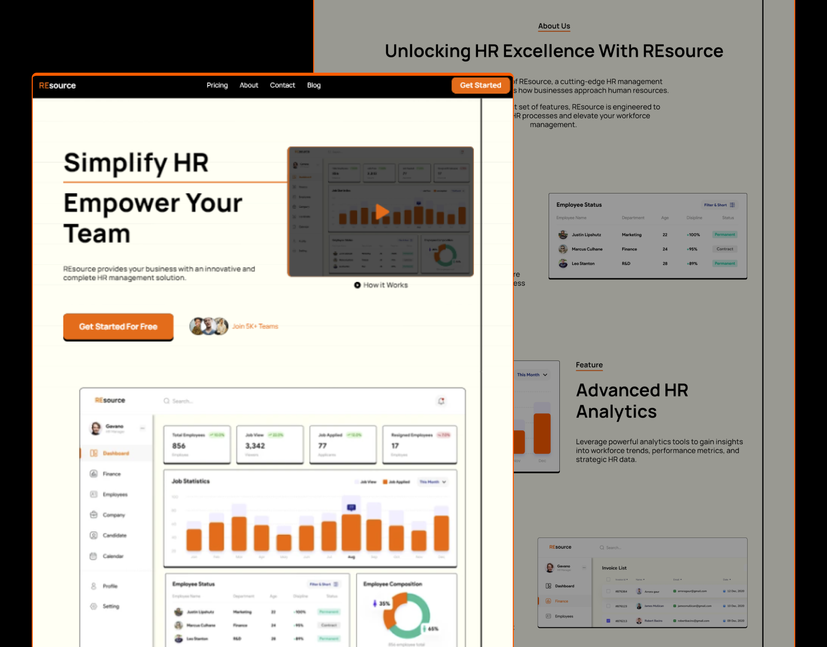 REsource - SaaS Framer Template brand design branding design figma framer framer template framer website hr landing page product design saas saas website template typography ui ux web design website website design website template