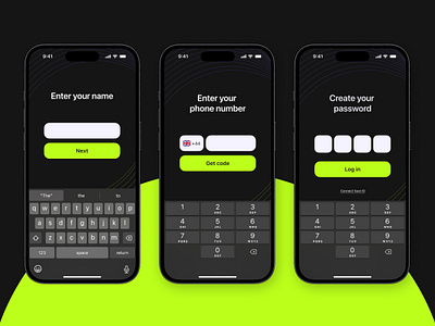 First screens of budget planning app app application bank budget design finances form green ios number password planning ux web