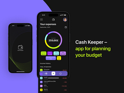 Cash Keeper planning budget | App ai app application bank black budget design finances icons illustration ios plan purple ux web webdesign