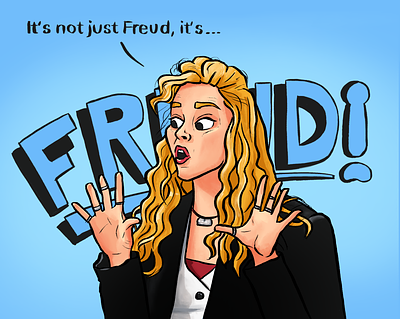 Exclamation point blond blonde blue comic episode fanart freud friends funny illustration ipadpro joey musical phoebe play procreate procreateapp scared song tv show