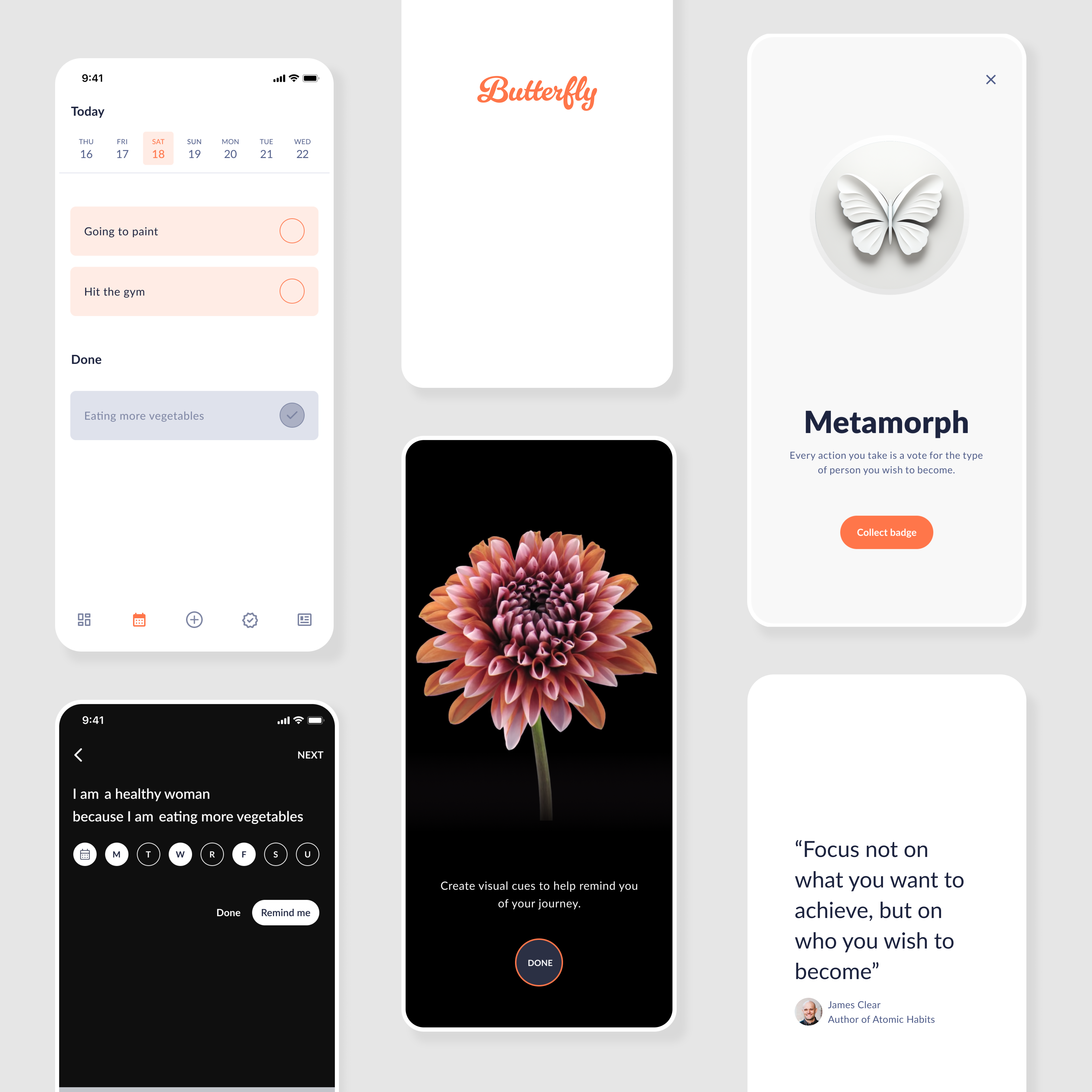 Butterfly - Healthy habit mobile app graphic design mobile ui