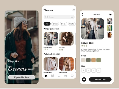 Dreamer Clothes App app design app mobile app ui branding design fashion model ui fashion ui mobiloe ui online shop online shop ui ui ui design ui shop ui zara uiuxdesign ux zara design