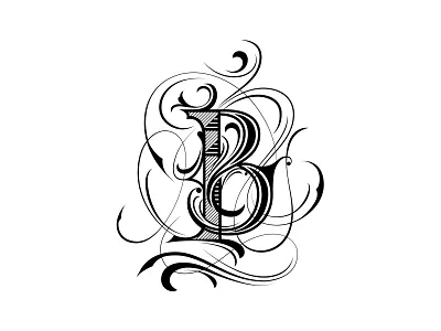 B Letter Art flourishes illustration lettering logo