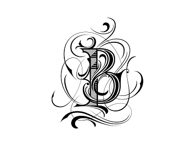 B Letter Art flourishes illustration lettering logo