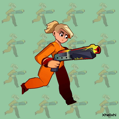 Female Character running with gun Game Asset animation graphic design inkscape motion graphics unity