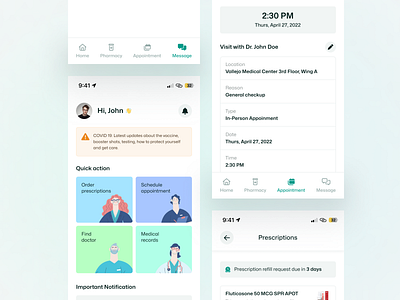 Healthcare App - UI Concept app application appointment branding figma healthcare illustration mobileapp productdesign ui uidesign uiux ux