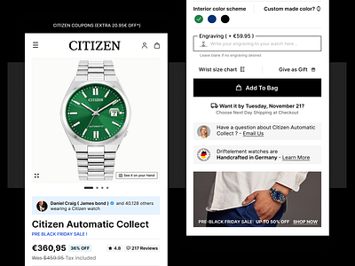 Citizen Product Page Redesign - UX / UI - CRO conversion rate optimization cro ecommerce product page redesign ui ux web design website design