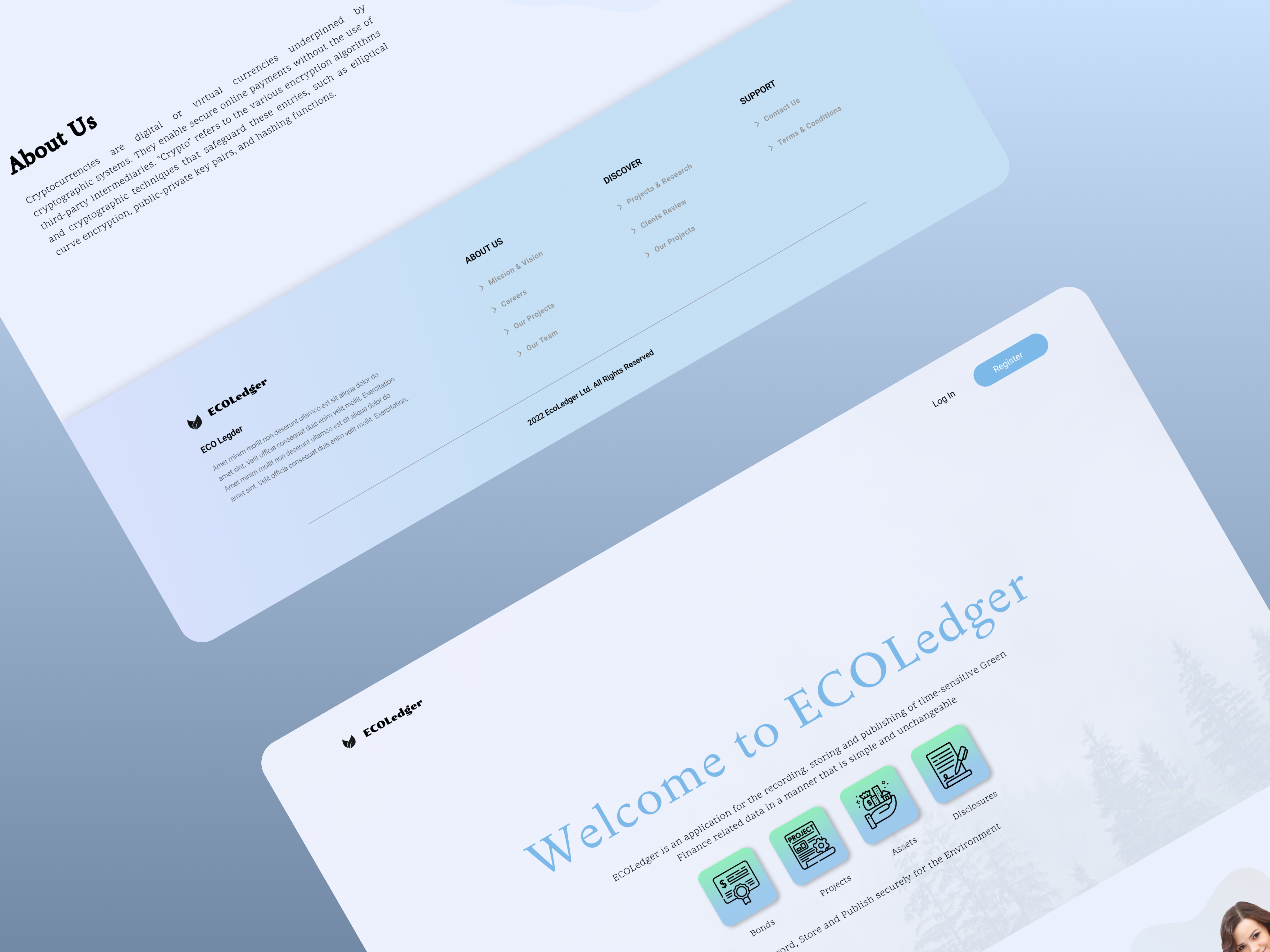 EcoLedger blockchain blue design land real estate ui uiux webdesign website