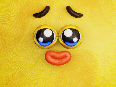 Holding back tears 3d animation blender character craftwork design emoji face illustration ios plasticine