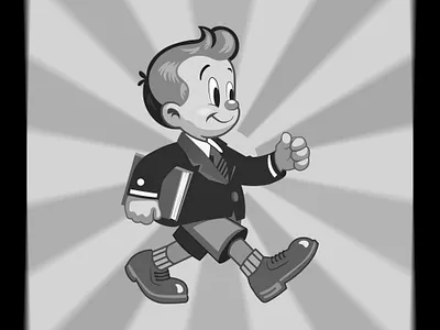 Vintage cartoon schoolboy mascot adobe illustrator black and white bnw boy cartoon cartoonist character design mascot mascot design schoolboy mascot vector vintage cartoon vintage mascot walking