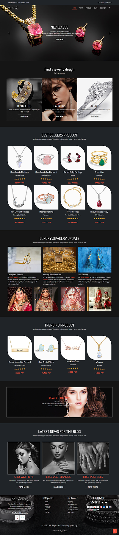 luxury jewellery customize your jewelry fully ecommerce website. design html css javascript