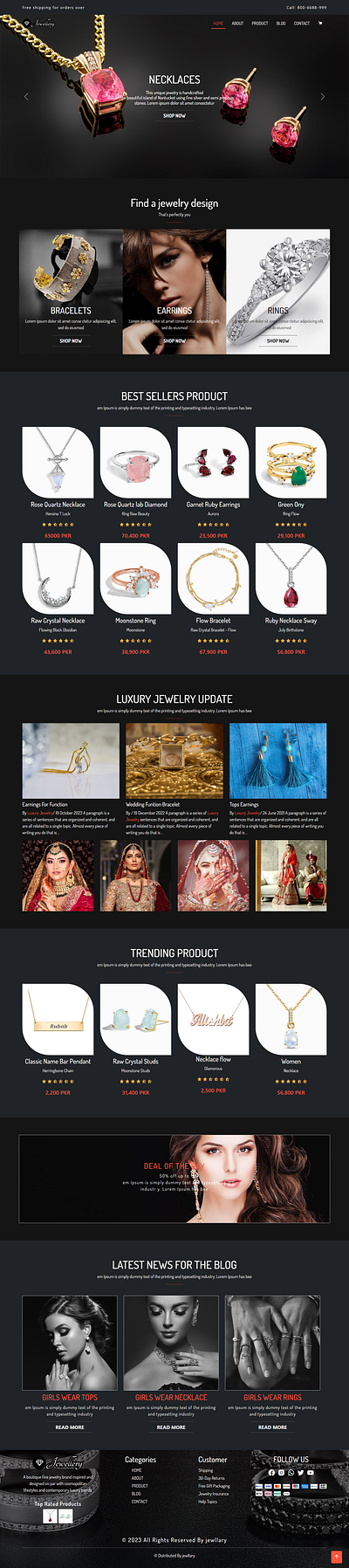 luxury jewellery customize your jewelry fully ecommerce website. design html css javascript