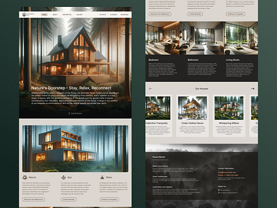 Forest House Rental: Landing Page Design creativeweb digitaldesign ecofriendlystay forestlodging forestretreat hospitalitydesign houserentaldesign landingpagedesign landingpageinspiration leisuredesign luxuryretreat modernliving naturestay propertyrental rentalwebsite staycationspot traveldesign ui ux vacationrentalsite