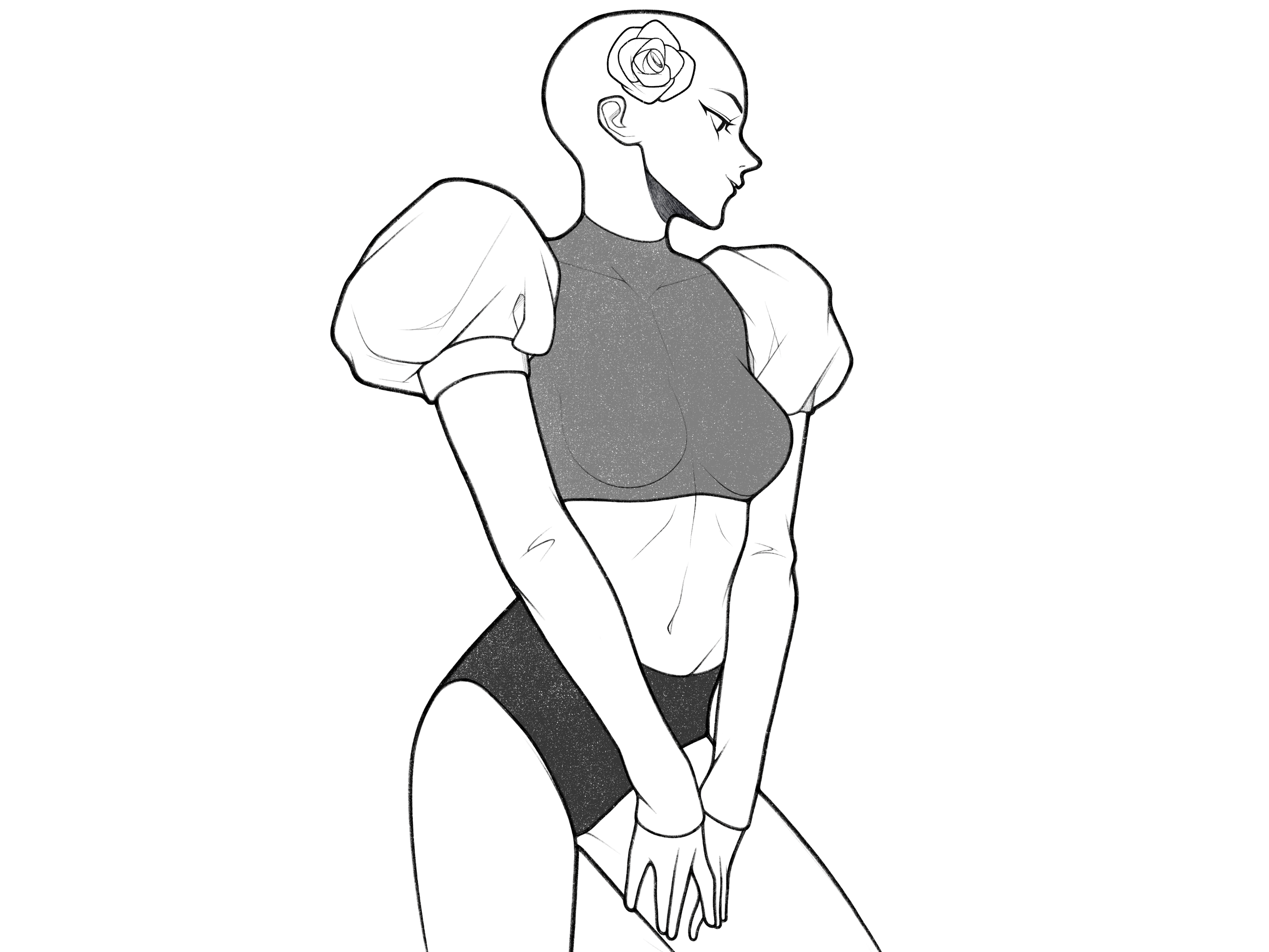 girl black and white body cartoon character character design comic details drawing fantasy femininity girl illustration line magic minimal monochrome pencil procreate simple