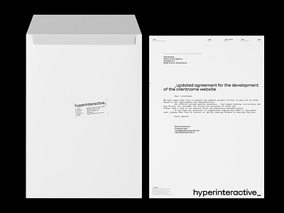 _hyperinteractive stationary agency branding concept creative coding creative direction design envelope graphic design grotesk innovation letter letterhead logo monospace paper print stationary studio tech typography