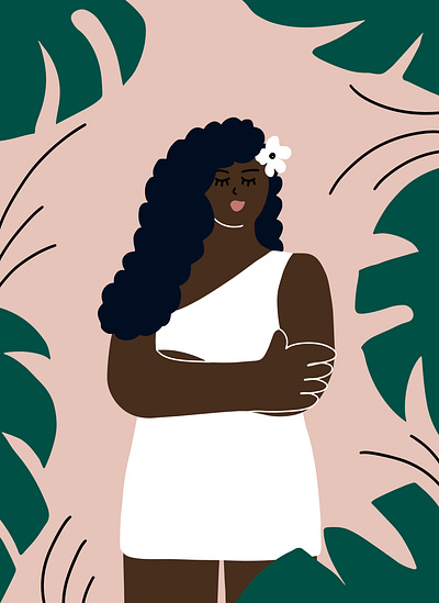 African woman african afro beautiful beauty black elegant exotic flower hand drawn jungle natural nice person portrait pretty sexy tropical plants woman young