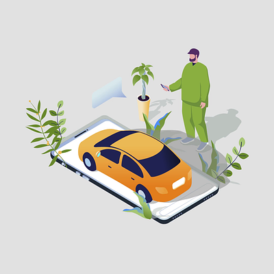 Taxi 2d animation booking cab commute convenientride design flat illustration isometric man mobile motion onthego rideshare taxi transportation travel urbanride