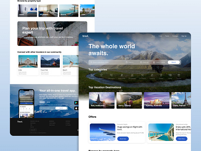 Travel company website | Лендинг туристической компании design graphic design landing landing page travel travel company ui uxui web website веб сайт вебсайт графический дизайн дизайн сайта лендинг одностраничник путешествия